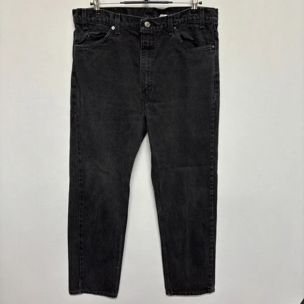 Vintage Levi's 505 Orange Tab Regular Fit Size 40x30 Black Denim USA C130 -14